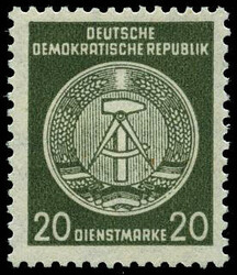 20 Pf. Dienstmarke 1954 auf gewöhnlichem Papier mit Wz. 2 XI, ...